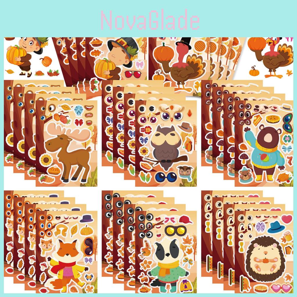 Cm2408007 Adorable Childrens Cartoon Interactive Puzzle Stickers For Thanksgiving Fun
