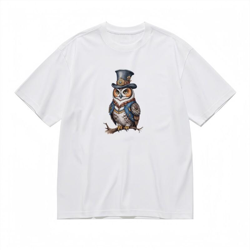 

Women s Breathable Classic T-Shirt Mechanical Owl Blue Cape Graphic Design Tee 4XL