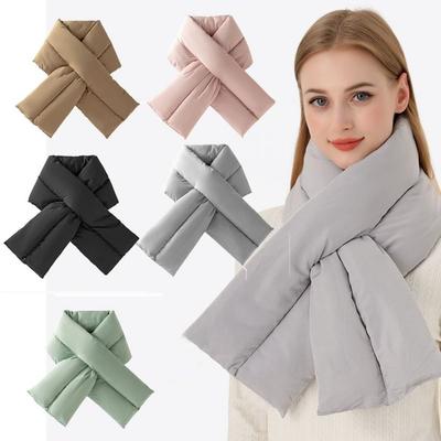 Warm Cross Ring Scarves Windproof Down Cotton Scarf Simple Fashion Skiing Scarve  Women Men