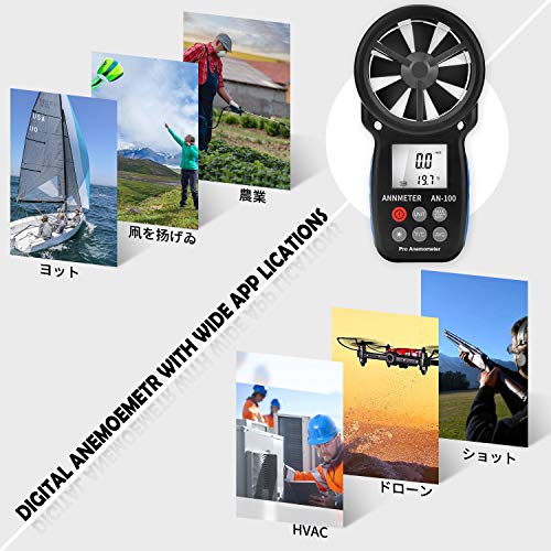 AIOMEST AI-100 Handheld Airflow Meter, High-Precision Digital Anemometer, Measures Wind Speeds from 0.1 To 30 M/s and Wind Temperatures (°C/°F), with