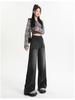 Women's Black Wide Leg Jeans for Pear-Shaped, High Waist Slimming Loose Straight Leg, Floor-Length Trousers for Spring and Autumn.