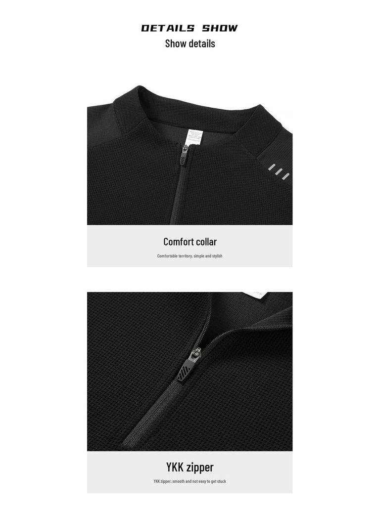 Lulu Style Men's Half-Zip Long Sleeve Quick-Dry Shirt: Breathable, Sweat-Wicking for Autumn & Winter Fitness, Cycling, Fishing, and Running.