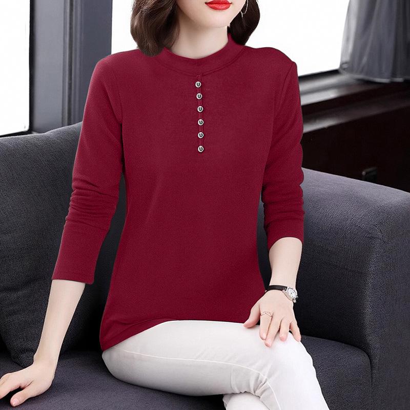 Women S Long Sleeve Pullover Thermal T Shirt For Middle Aged Ladies Autumn