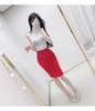Korean High Waist Back-Slit Bodycon Midi Skirt