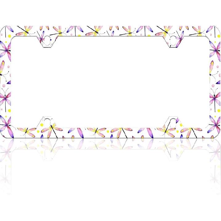 Black And White Cow Print License Plate Frame Funny Spots License Plate Frames Animal Pattern Auto Accessory Bracket Stainless Steel License Plate