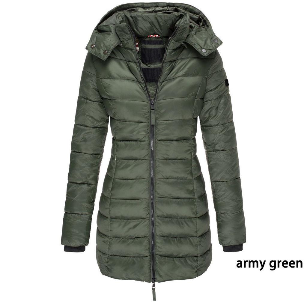 Womens Warm Winter Collar Hooded Long Coat Zipper Jacket Outwear Parka