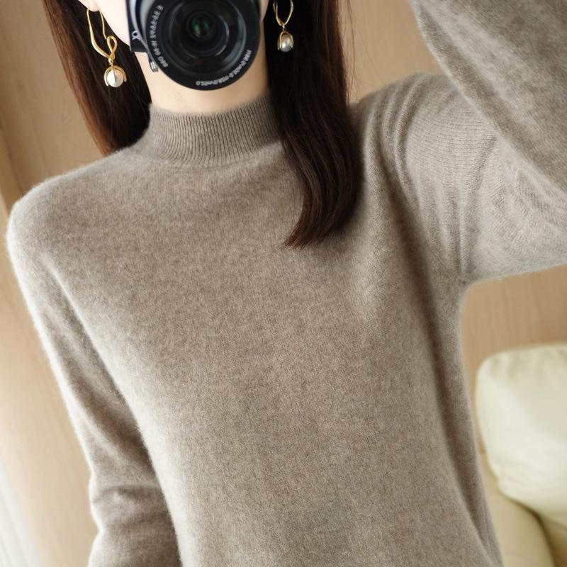 DAFIFY Women's Fashion Casual Fall Winter Solid Color Print Long Sleeve Half Turtleneck Sweaters