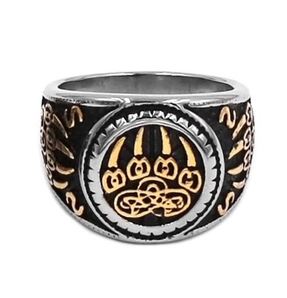 Wholesale Vikings Norse Amulet Bear Paw Ring Stainless Steel Celtic Knot Charms Animal Claw Biker Men Ring SWR0889
