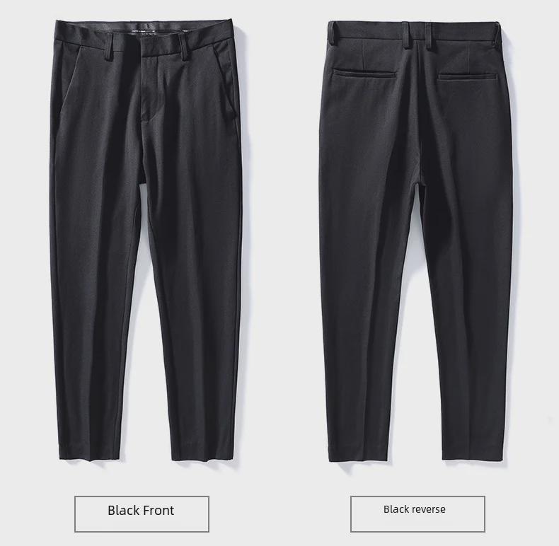 Men's Korean Style Slim Ice Silk Nine-Point Trousers - Soft, Trendy, Slightly Elastic, All-Match Casual Trousers
