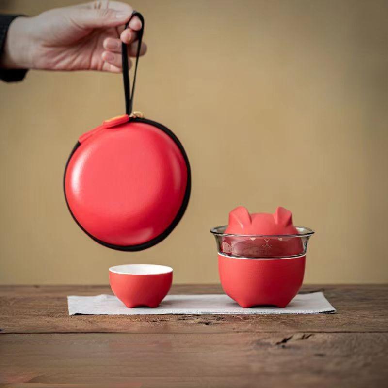 2pcs Tea Sets Company Opening Gift Cut Cartoon Tea Cup Set For Birthday Gift Holiday Gift And Festival Gift 3.74*3.74*2.95inch Food Service Equipment