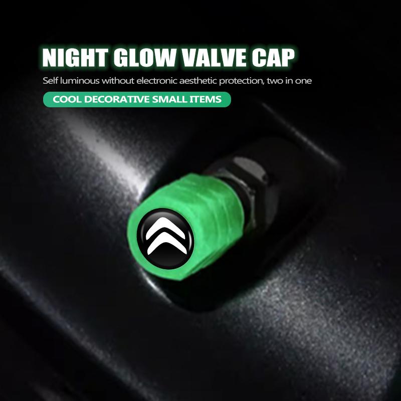 10PCS Luminous Car Tire Valve Caps Dustproof Tyre Stem Cover For Citroen C5 C1 C2 C6 C4L DS3 DS4 DS5 C-Elysee Grand Berlingo