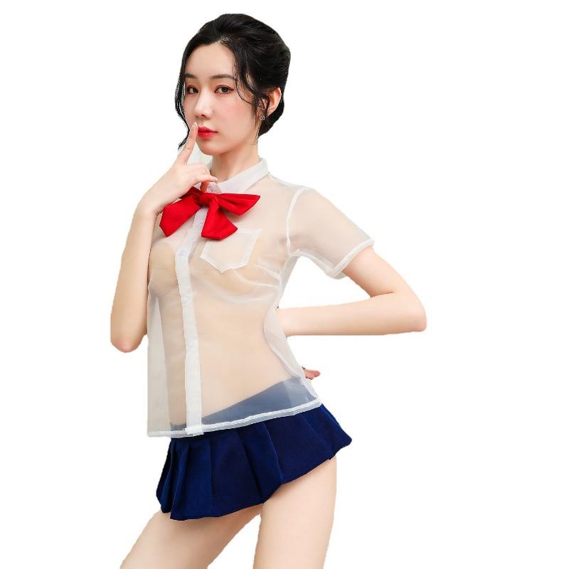 Sexy Underwear Bow Sexy Clothing Perspective Cute Short Skirt Uniform Temptation Pure JK Clothing Set
