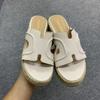 Spot second hair! Fashion versatile new holiday H-shaped hemp rope woven slope heel thick-bottomed beach slippers women's sandals