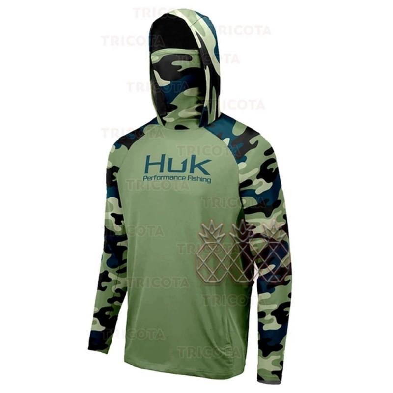 Mens Quick-Dry UV Protection Hooded Fishing Long Sleeve Shirt Outdoor Summer Sports Cycling Apparel