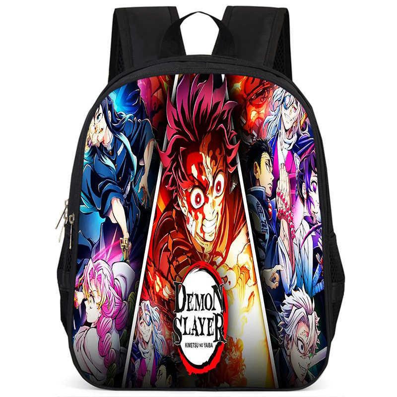 Trendy Demon Slayer Book Bag With Durable Oxford Fabric And Large Storage