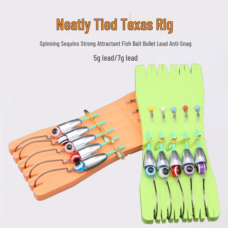 Texas Rig Drop Shot Lure Set: Long Cast Anti-Snag Soft Bait for Perch, Bass, Mandarin Fish 5g lead
