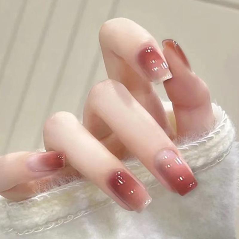 Temperament Gentle Milk Coffee Gradual Change Manicure Pure Desire Intellectual Fashion Manicure Wear Nail Special Nail Piece