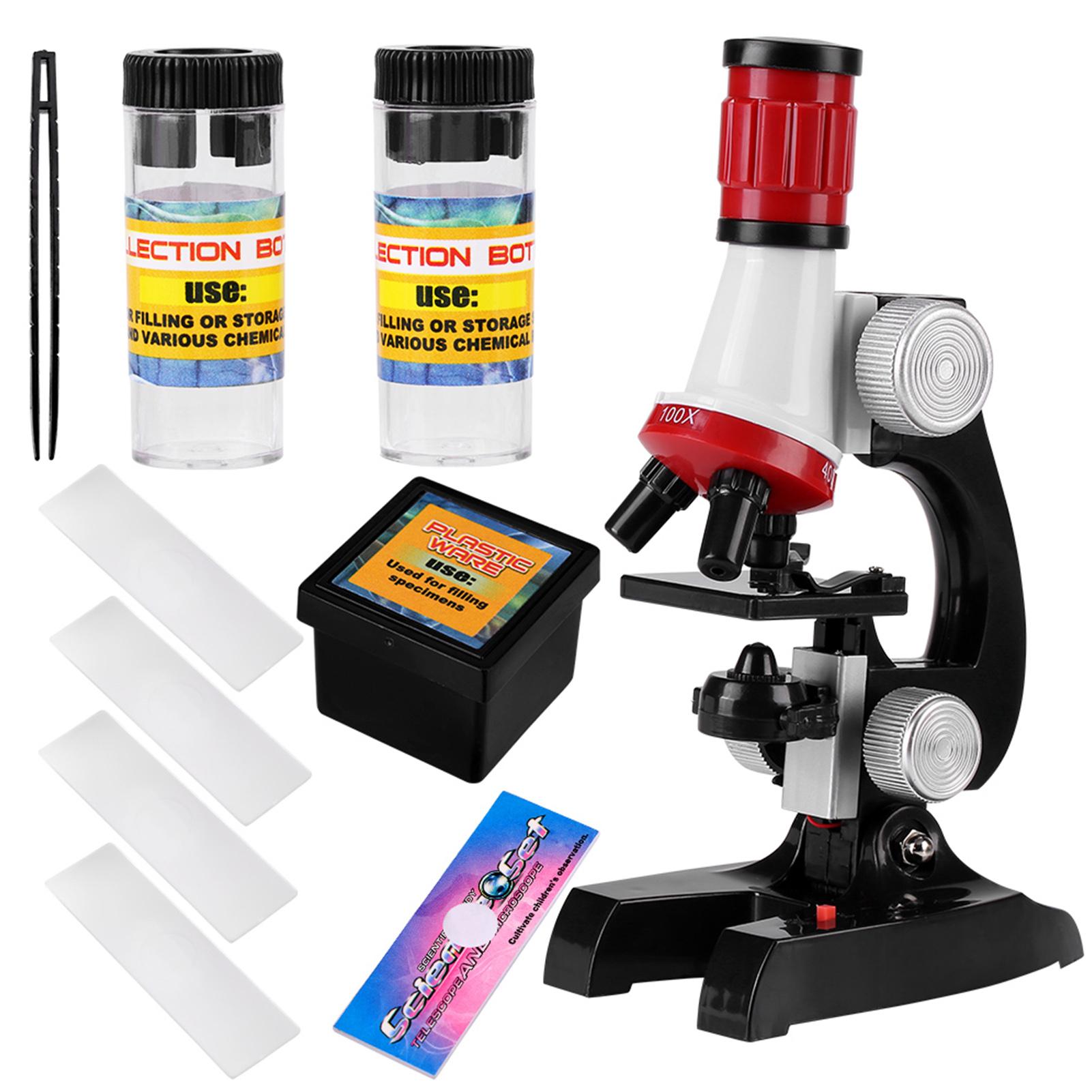 Children\ s Educational Toy, Biological Monocular Microscope Kit, Home School, Science, Suitable for Children Over Three Yrs Old, Red Color