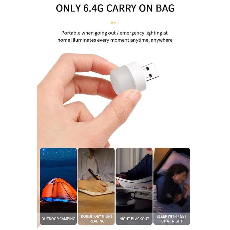 10 Pieces USB Night Light Warm White LED Plug-In Light Bulb Portable Home Environment Light Energy-Saving Reading Night Light