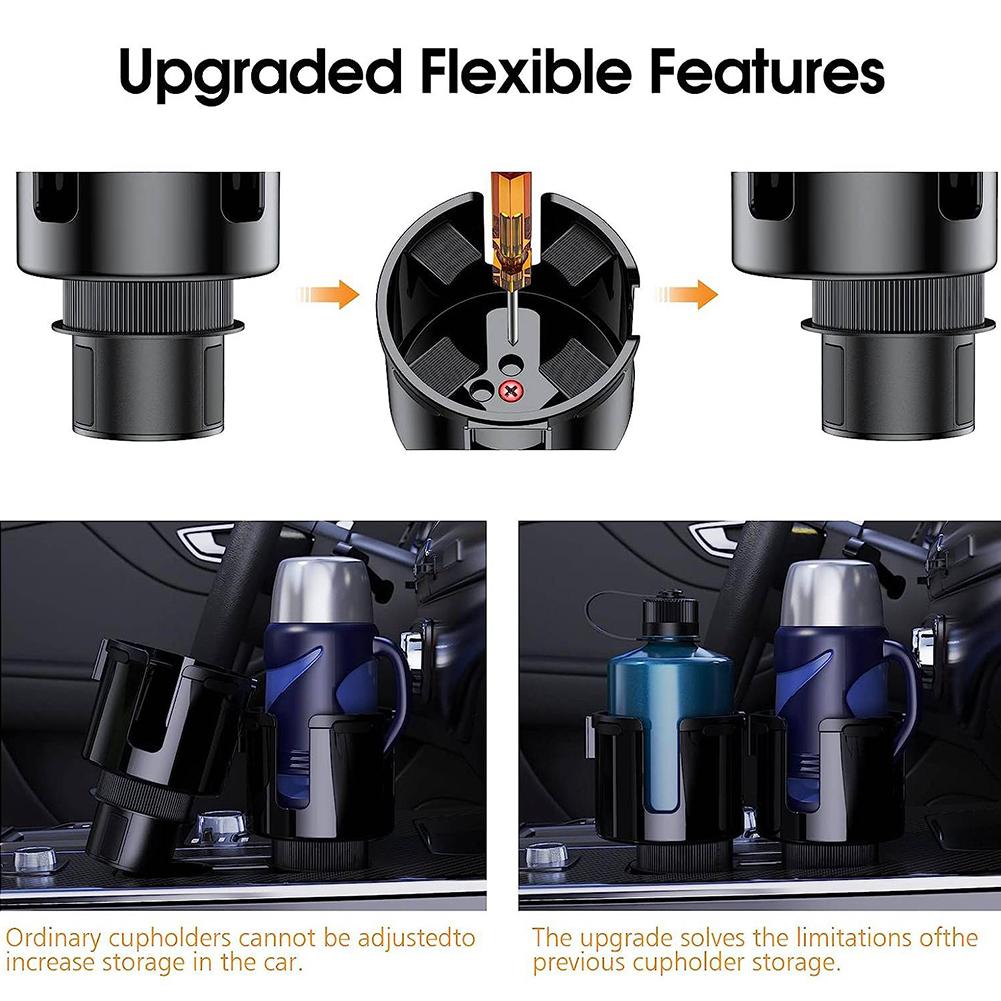 Cup Holder Extender For Car Extensible Adjustable Base Large Cup Drink Holder Removable Phone Mount Adapter