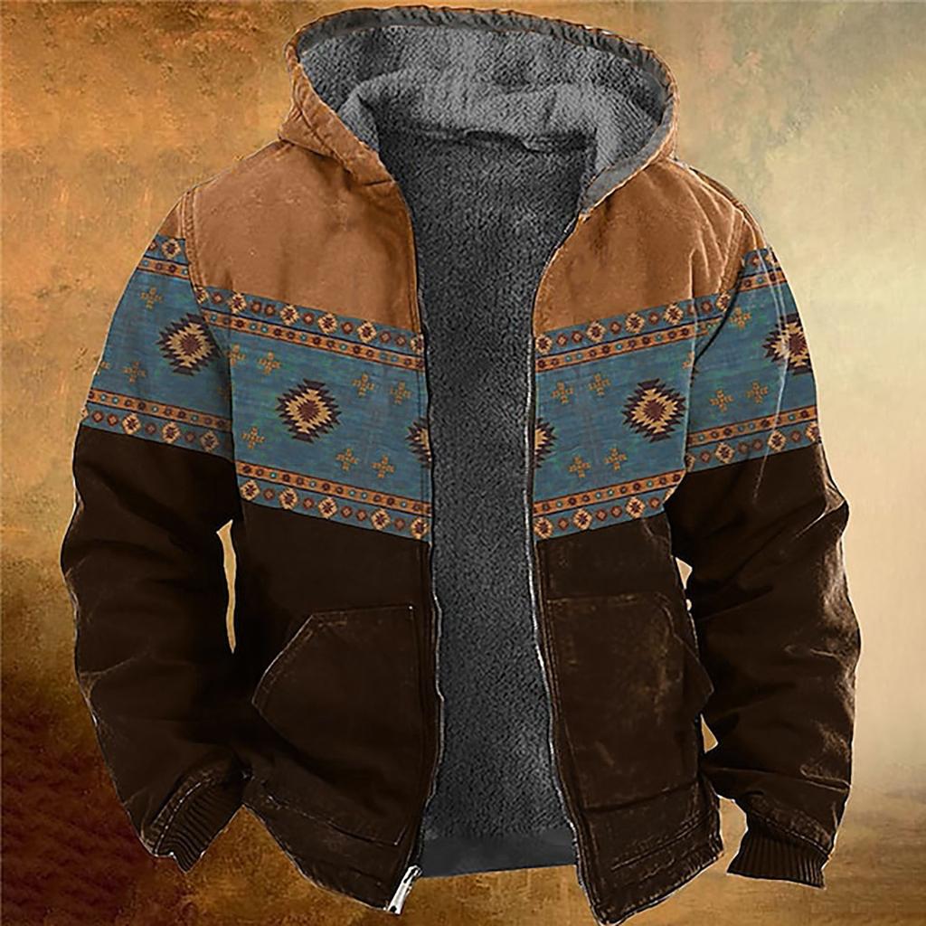 Pánský personalizovaný ležérní svetr s dlouhým rukávem na zip, hustý bavlněný oblek zimní