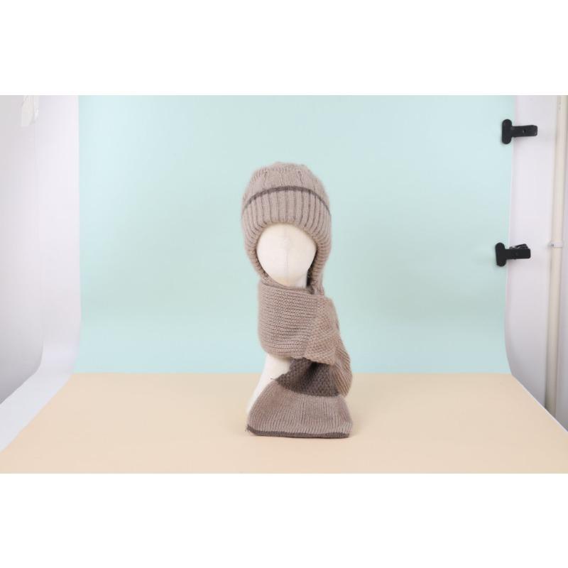 Autumn and winter squirrel velvet warm women's wool hat versatile snow hat cold winter hat scarf integrated knitted hat
