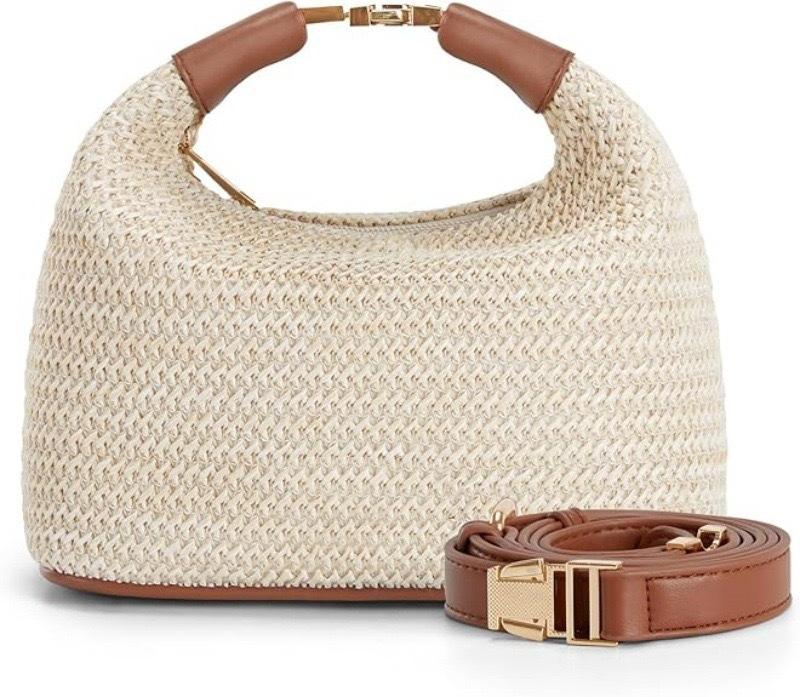 Ladies' Summer Woven Handbag with Spliced Crossbody Bag