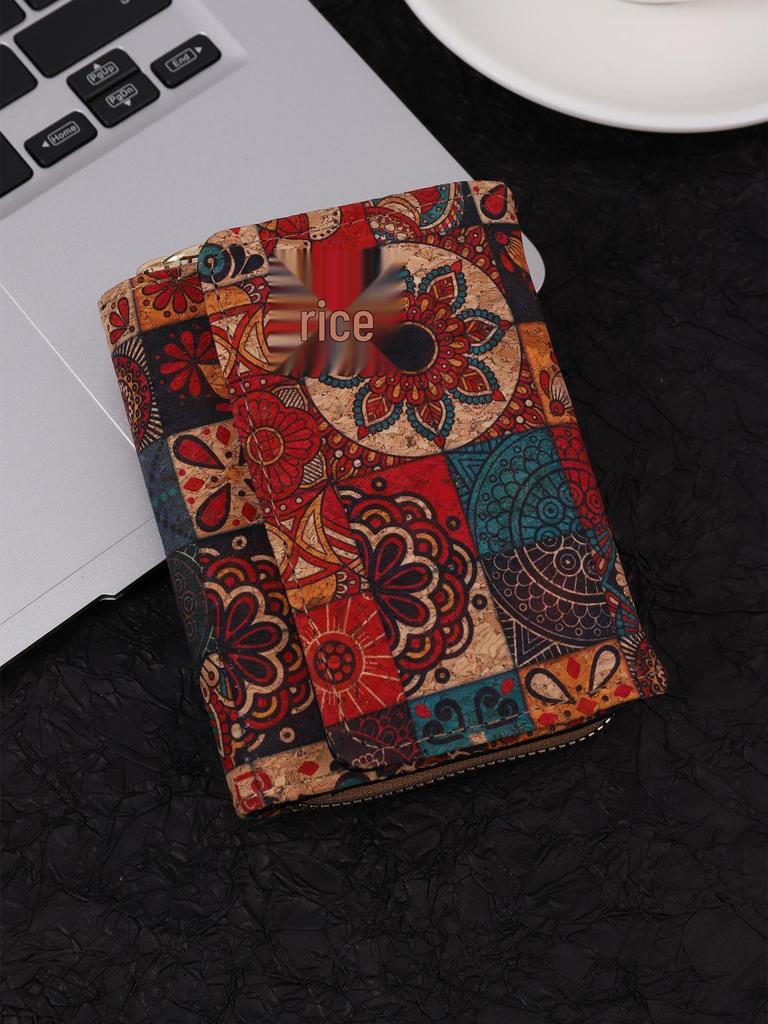 Bohemian Wood Grain Multifunctional Clutch with Multi-Card Slots - Artistic Ladies' PU Wallet and Small Bag