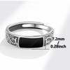 Silver Color Men's Stainless Steel Ring with Black Rectangle Retro Open Dragon Pattern Fashion Male Jewelry Accessory