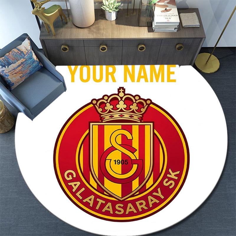 Custom Name,Galatasaray S.K pattern round rug,Carpet Rug for Living Room Bedroom Playroom ,Non-slip Floor Mat,Holiday Gifts and Birthday Gifts.