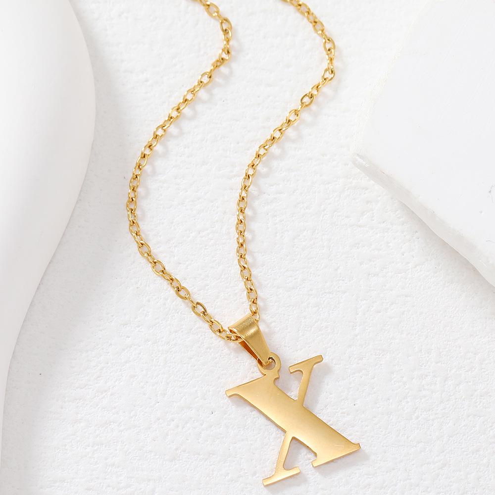 Polished Stainless Steel Alphabet Necklace - Women's Daily Wear Clavicle Chain