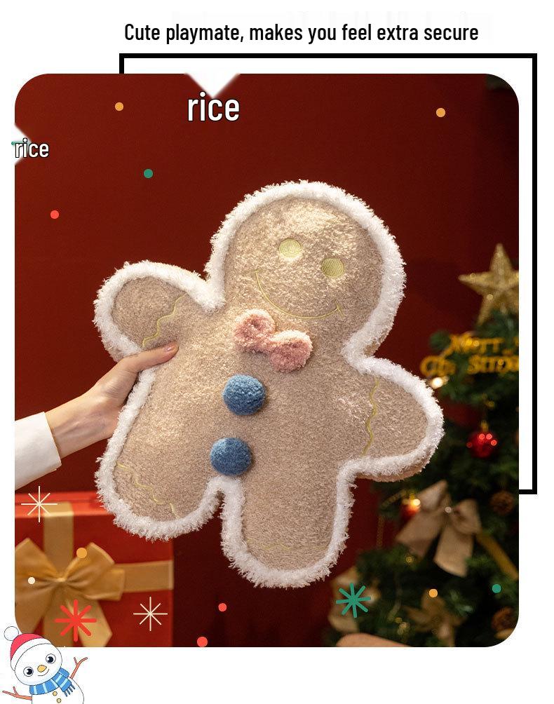 Gingerbread Man Hugging Pillow Plush Toy – Cute Christmas Tree Figurine