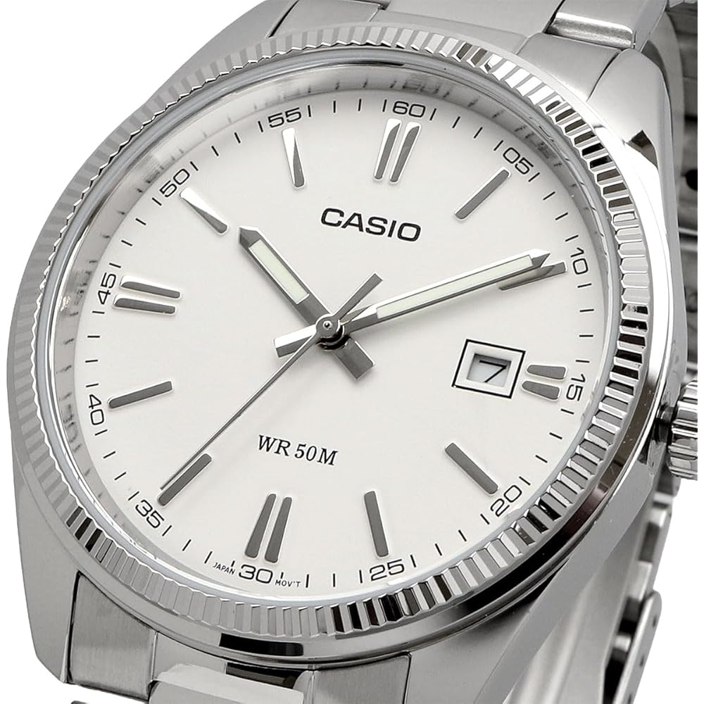 Casio MTP-1302D-7A1V Analog Quartz Men's Watch Silver Metal Band White Dial