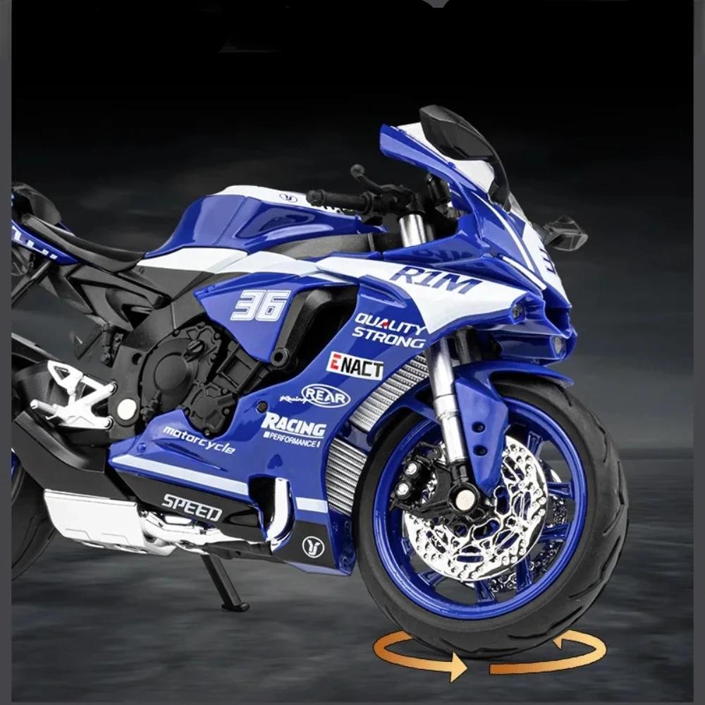 1/12 Yamaha R1M Toy Motorcycle Model Alloy Diecast with Shock Absorption Simulation Scale Motorcycle Model Toys for Kids Gifts