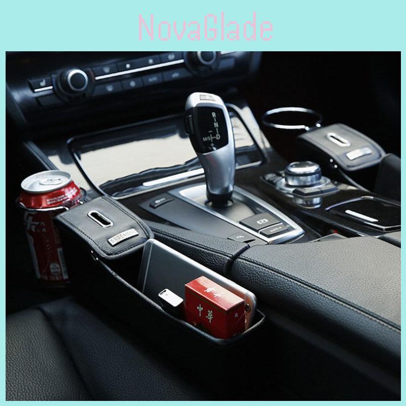 Premium Pu Leather Car Seat Storage Box Stylish Coin Collector And Cup Holder