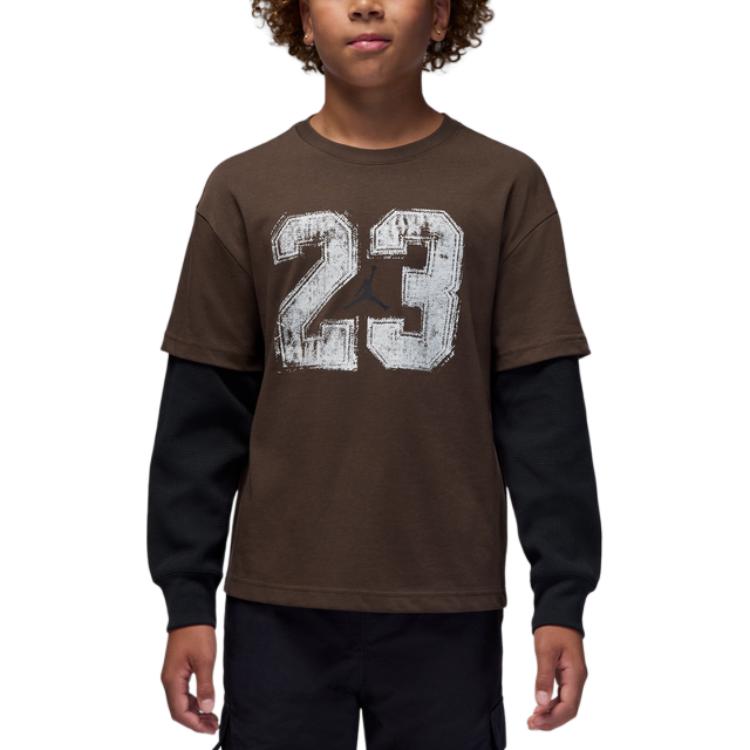 

Jordan Casual Style Fake Two-Piece Knit Round Neck Long Sleeve Kids tops IQ3374-237 S