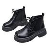 Soft leather thick-soled Martin boots women's new autumn single boots soft-soled low-top new black short boots
