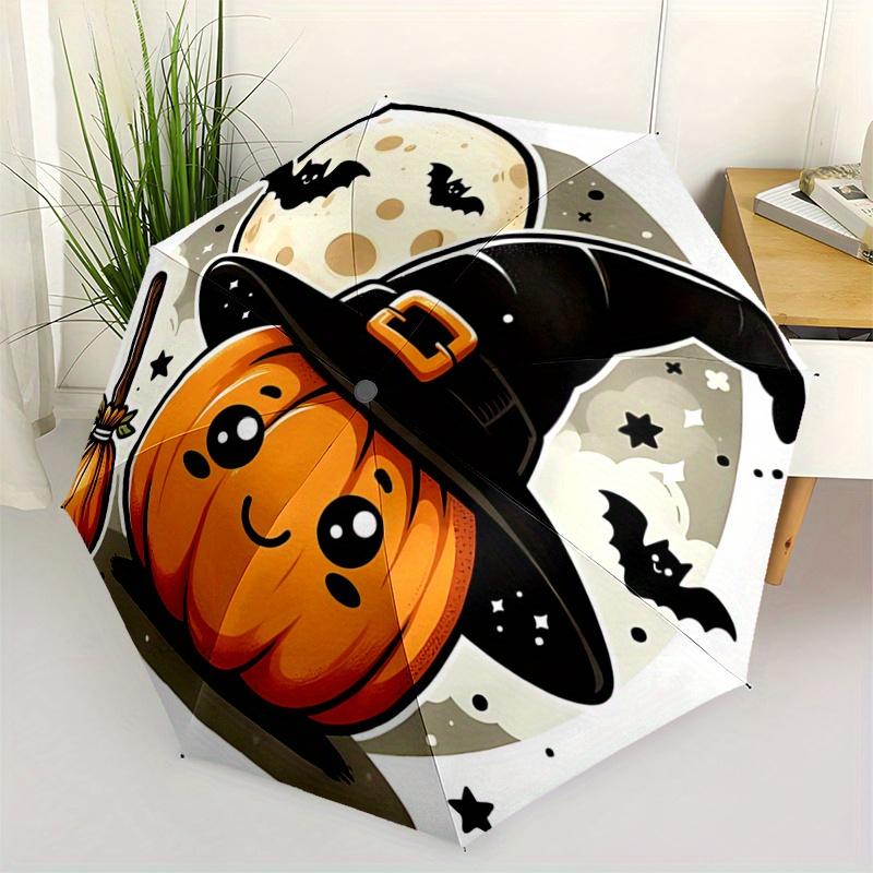 

1pc Pumpkin Wizard Pattern Beautiful Looking Automatic Folding Umbrella, 3 Folding, 8 Pole Frame Design, Durable and Suitable for Travel and Dail