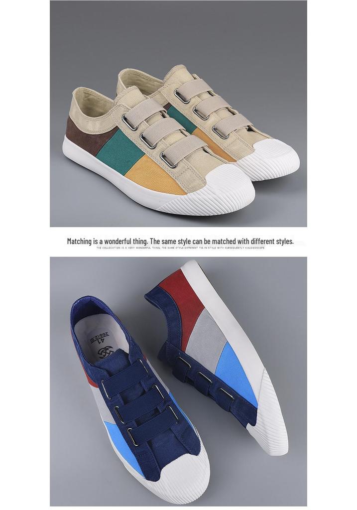 Men's 2026 Spring Canvas Slip-On Shoes: Solid Color, Breathable, Casual Low-Top Flats