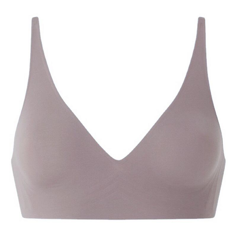 Women's Plus Size V-Neck Wire-Free Soft Support Bra with Removable Cups