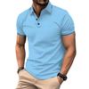 New Men's Casual POLO Shirt Ribbed Lapel Fashion Buttons Business Solid Colour Versatile T-shirt Tops