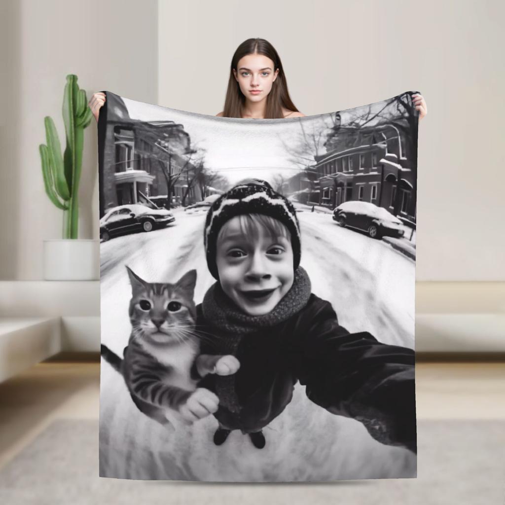 Home Alone Christmas Comedy Film Printed Blanket For Men Women Warm Cozy Fluffy Throw Blankets for Living Room Multi-size