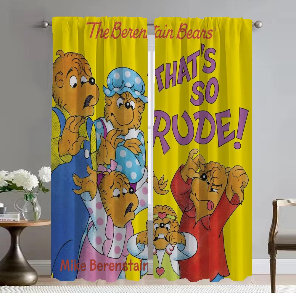Berenstain Bears Blackout Curtain for Room 2 Panel Curtains Child Room Tulle for Bedroom Home Interior Curtains Shades Partition