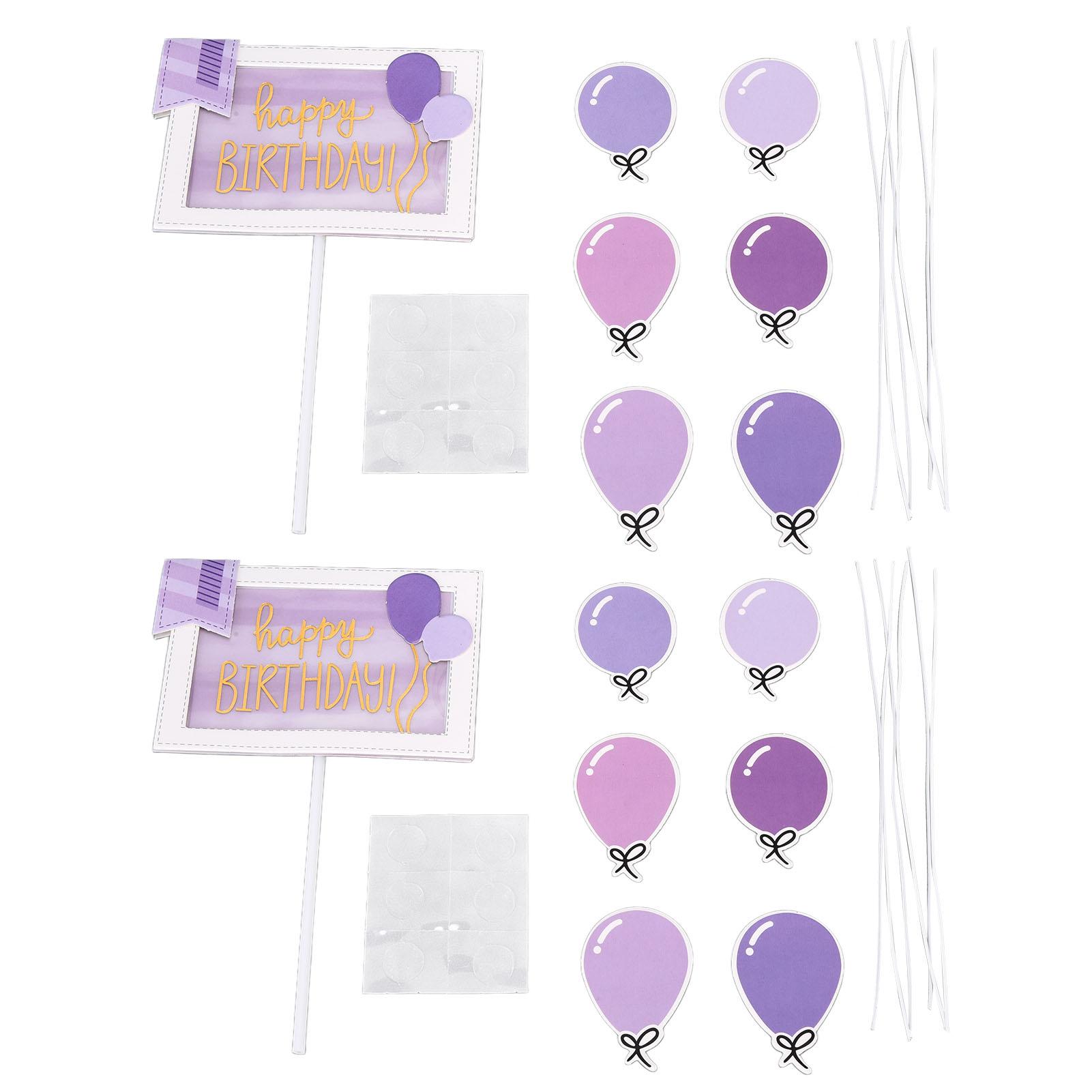 

2 шт. вставка для торта на день рождения для девочек, украшение для торта с буквами и открытками Purple