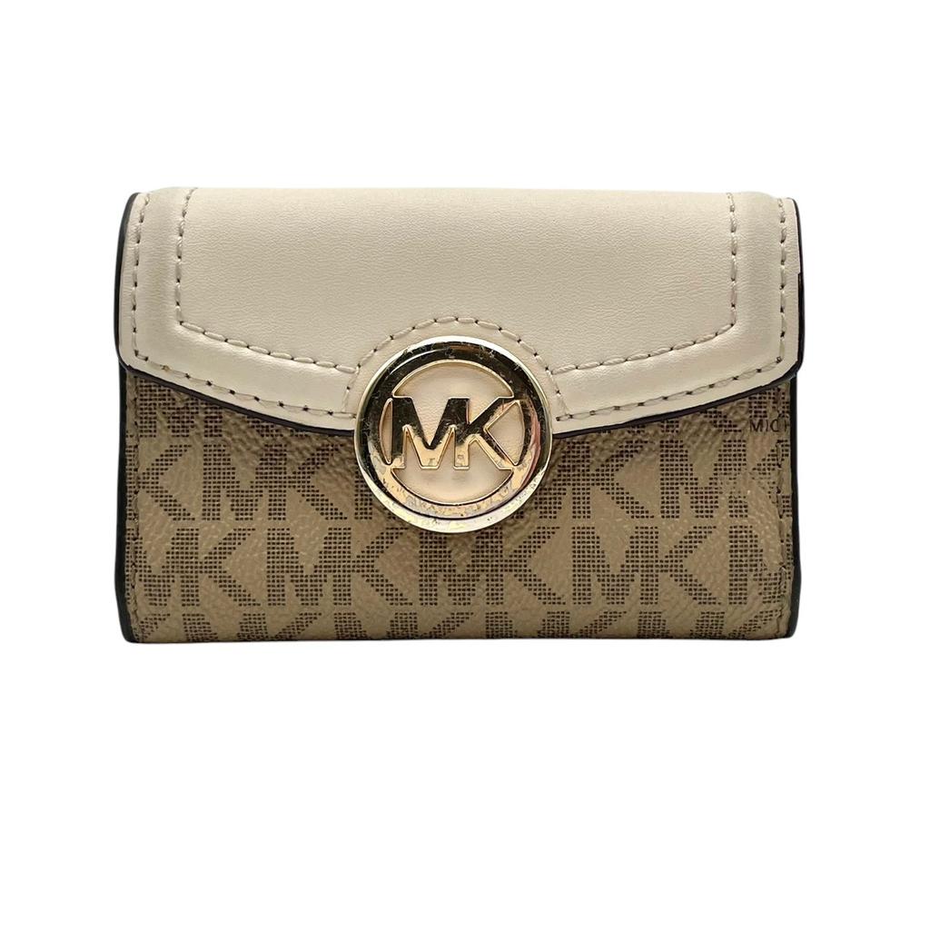 Used Michael Kors 6 Key Holders Signature FultonKey Holder  Beige/white PVC/leather Women