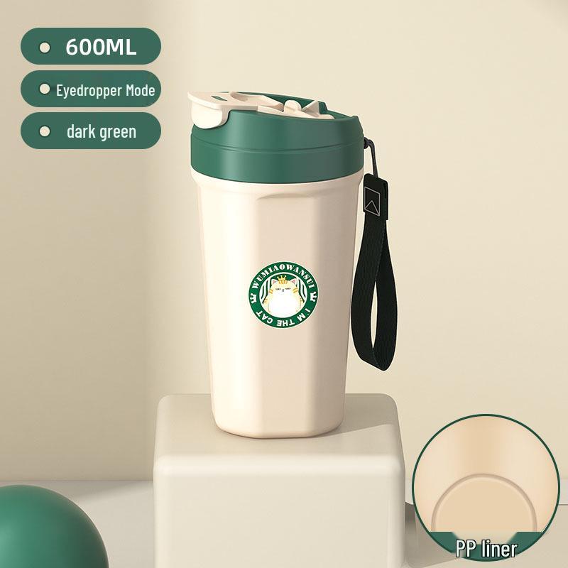 High-Value Portable Straw Cup with Lanyard, 304 Stainless Steel, Ideal for Cola and Coffee, Great Gift