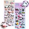 Set of 2 Cute Tamagotchi Puffy Panda EVA High 3D Butt Decorative Perfect for Decorating and Birthday Gift Relief Stickers, Relief, Waterproof,