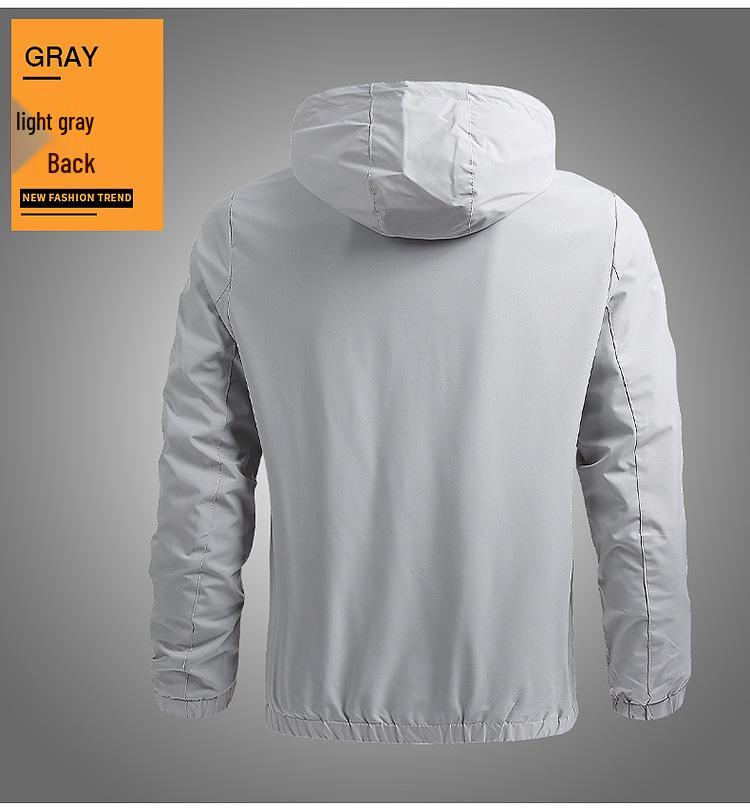 Giacca con Cappuccio da Uomo Taglie Forti Stile Coreano - Colore Unito, Manica Lunga, Collo a Revers, Nuovo Capospalla Primaverile