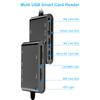 CR375-B 6-in-1 Multi-USB Smart Card Reader for Smart/MS/M2/TF/SIM/SD Cards Adapter Hub for Windows, Mac, Linux
