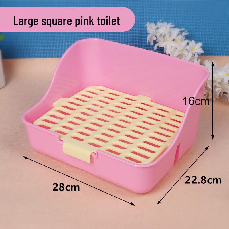 Raised Anti-Splash Triangle Pet Toilet for Rabbits, Guinea Pigs, and Chinchillas – Small and Large Sizes Available